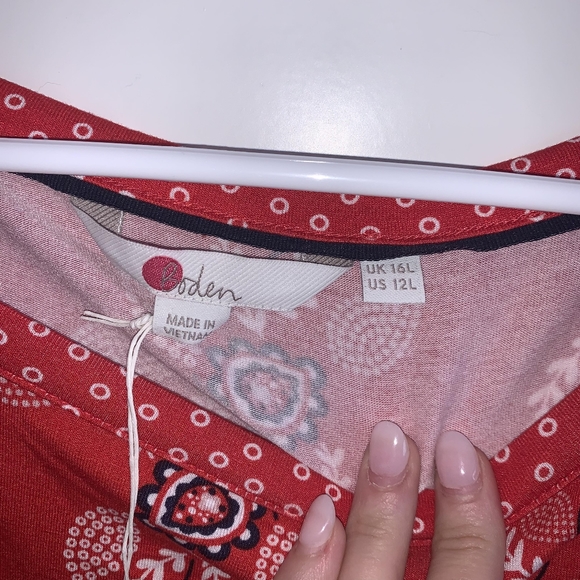 NWT Boden Amy Jersey Floral Shift Dress Red, Black & White - Picture 4 of 5